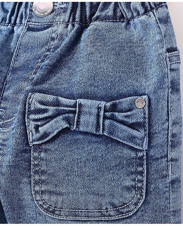 Babyhug Denim Full Length Stretchable Jeggings Solid Color - Blue