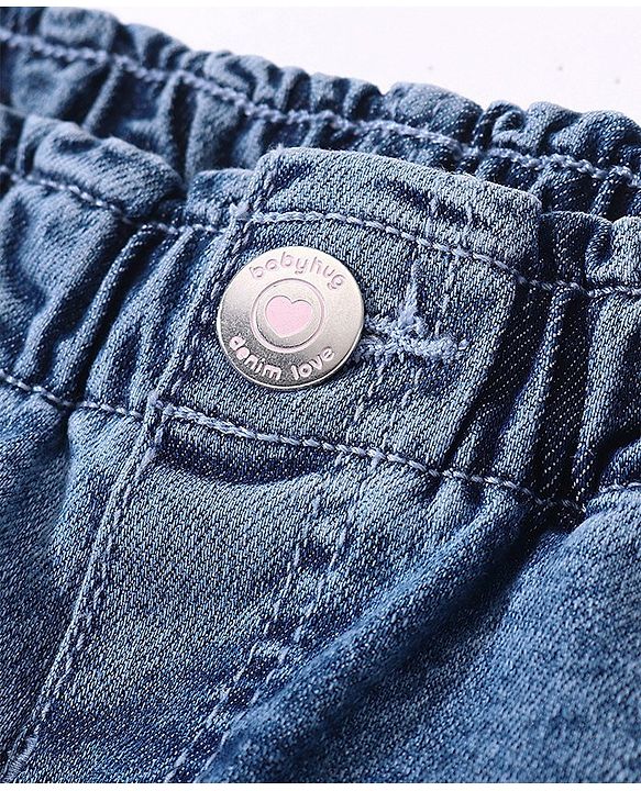 Babyhug Denim Full Length Stretchable Jeggings Solid Color - Blue
