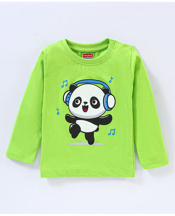 Babyhug Cotton Jersey Knit Full Sleeves T-Shirt Panda Printed Pack of 3 - Blue Green Yellow