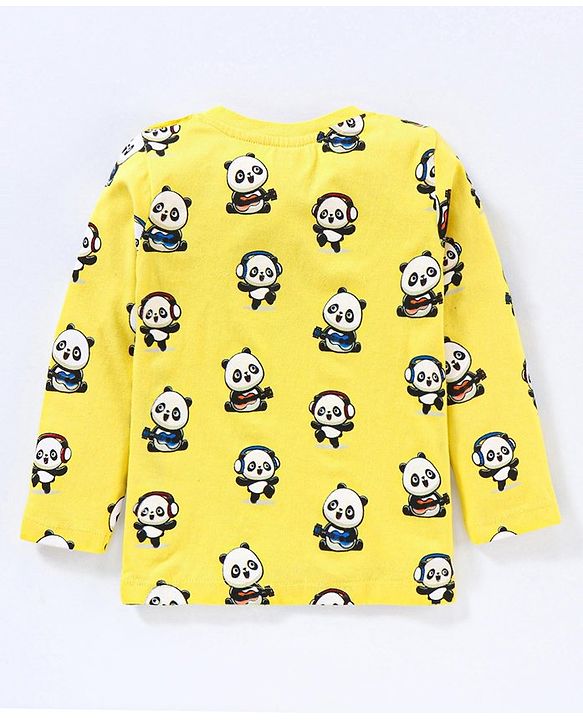 Babyhug Cotton Jersey Knit Full Sleeves T-Shirt Panda Printed Pack of 3 - Blue Green Yellow