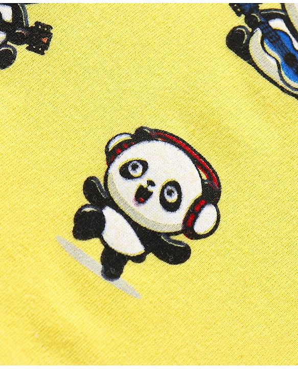 Babyhug Cotton Jersey Knit Full Sleeves T-Shirt Panda Printed Pack of 3 - Blue Green Yellow