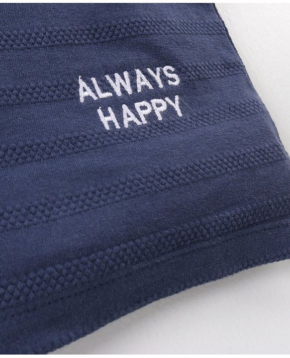 Babyhug Half Sleeves Polo T-Shirt Text Embroidery - Navy Blue