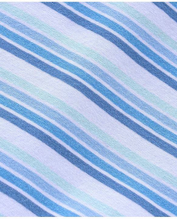 Babyhug Cotton Knit Full Sleeves Striped Winter T-Shirt - Blue