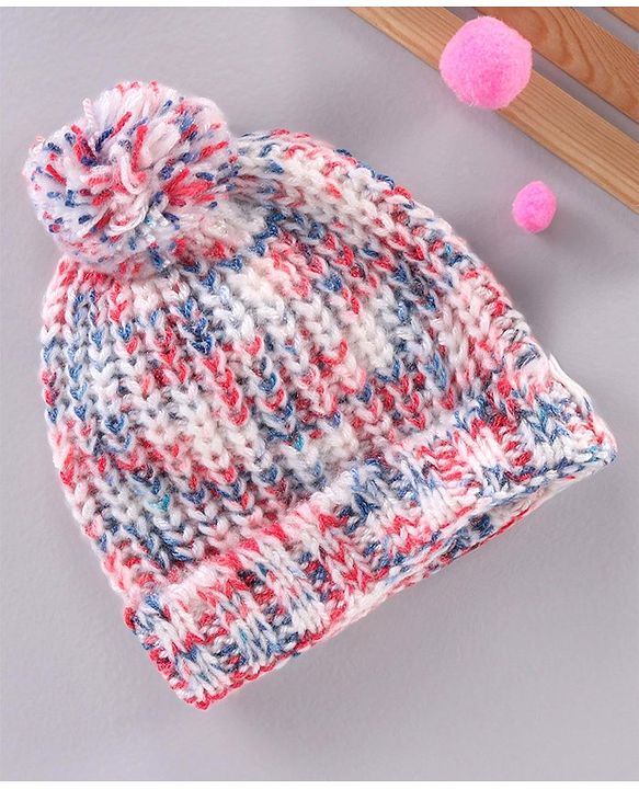 Babyhug Blend Knit Woolen Beanie Multicolour - Diameter 12 cm