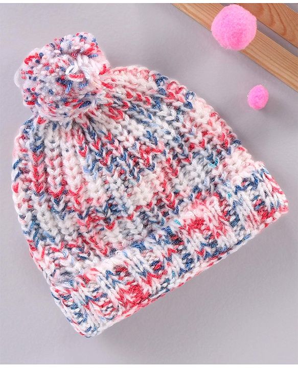 Babyhug Blend Knit Woolen Beanie Multicolour - Diameter 12 cm