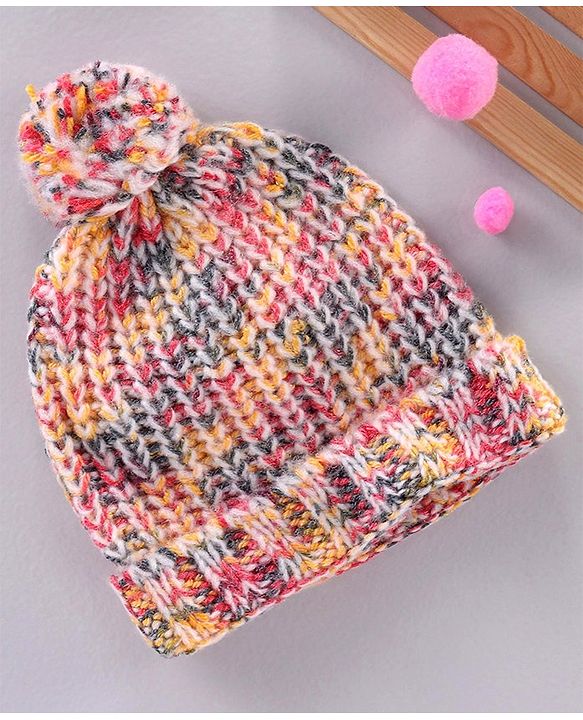 Babyhug Blend Knit Woolen Beanie Multicolour - Diameter 12 cm