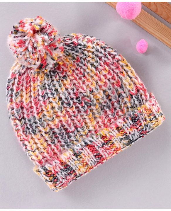 Babyhug Blend Knit Woolen Beanie Multicolour - Diameter 12 cm
