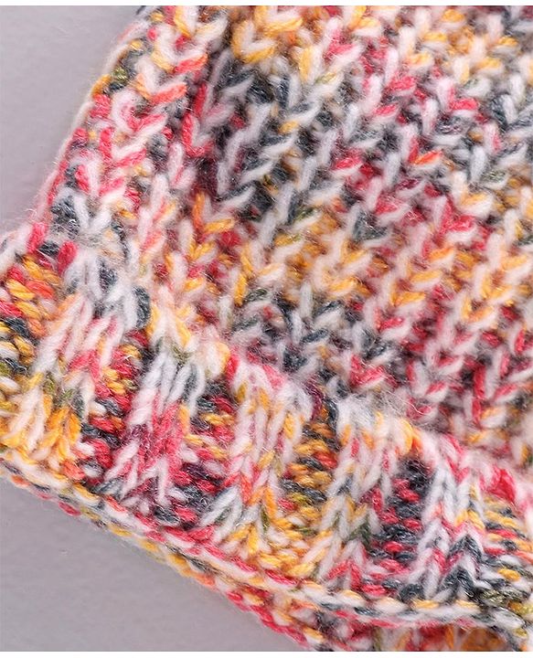 Babyhug Blend Knit Woolen Beanie Multicolour - Diameter 12 cm