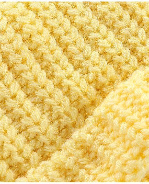Babyhug Blend Knitted Cap Textured Mustard - Diameter 12 cm
