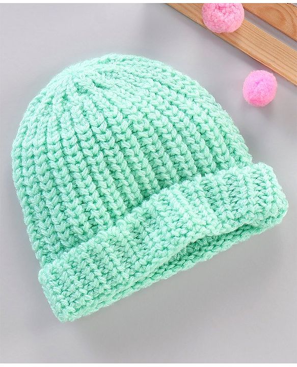 Babyhug Blend Knitted Cap Textured Aqua - Diameter 12 cm
