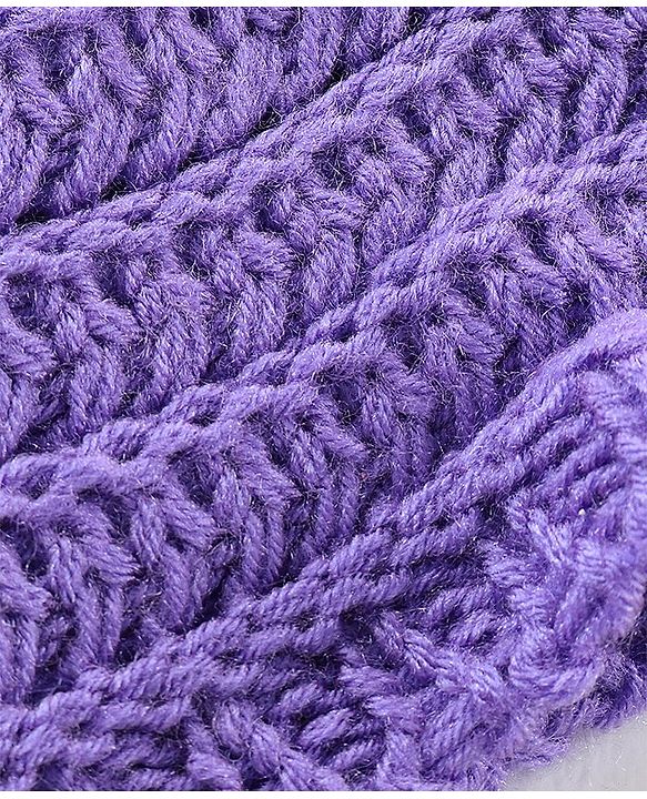 Babyhug Blend Knitted Cap Textured Purple - Diameter 12 cm