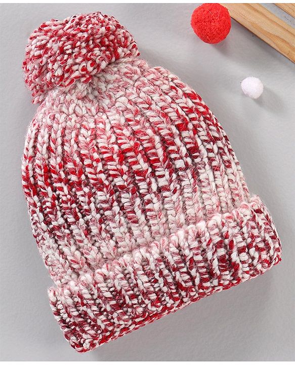 Babyhug Woollen Cap Red - Diameter 10 cm