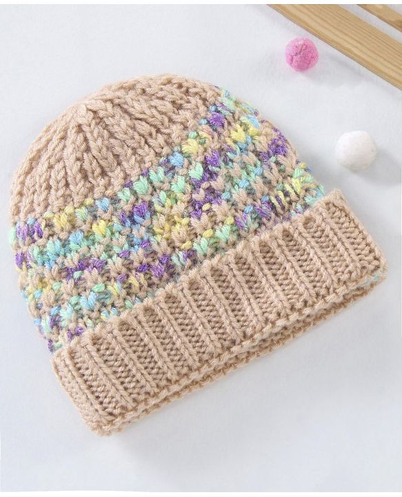 Babyhug Knitted Beanie Cap Solid Dyed - Multicolour