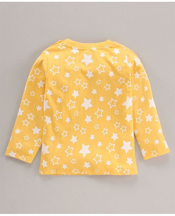Babyhug Full Sleeves Night Suit Star Print - Yellow