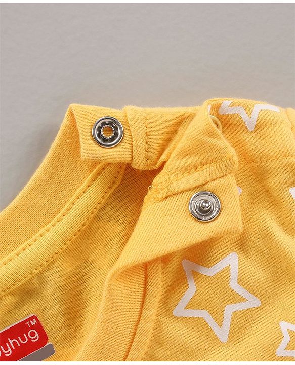 Babyhug Full Sleeves Night Suit Star Print - Yellow