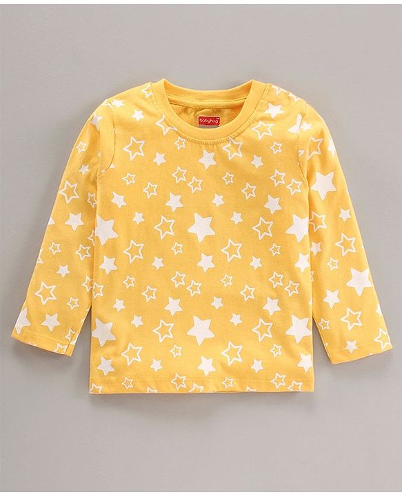 Babyhug Full Sleeves Night Suit Star Print - Yellow