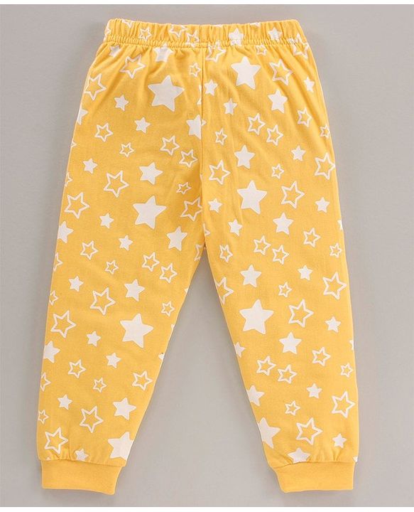 Babyhug Full Sleeves Night Suit Star Print - Yellow