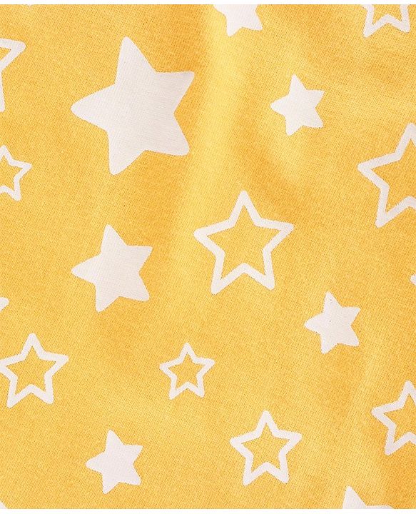 Babyhug Full Sleeves Night Suit Star Print - Yellow