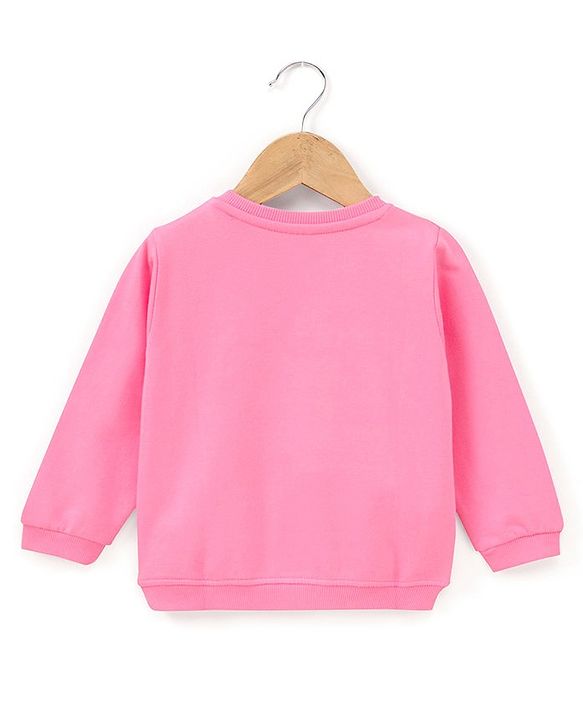 Babyhug Cotton Knit Full Sleeves Sweatshirt With 3d Applique Detailing - Pink