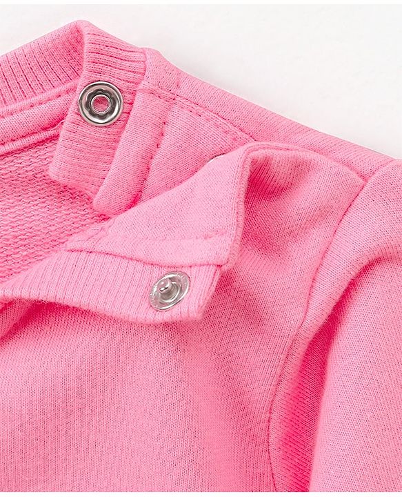Babyhug Cotton Knit Full Sleeves Sweatshirt With 3d Applique Detailing - Pink