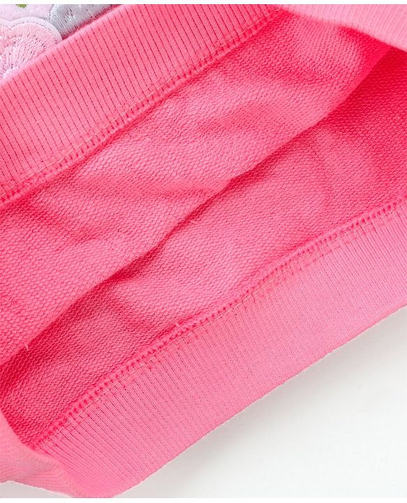 Babyhug Cotton Knit Full Sleeves Sweatshirt With 3d Applique Detailing - Pink