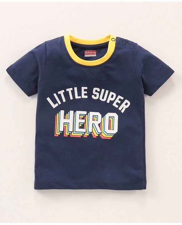 Babyhug Half Sleeves Cotton Shorts Set Text Print - Blue