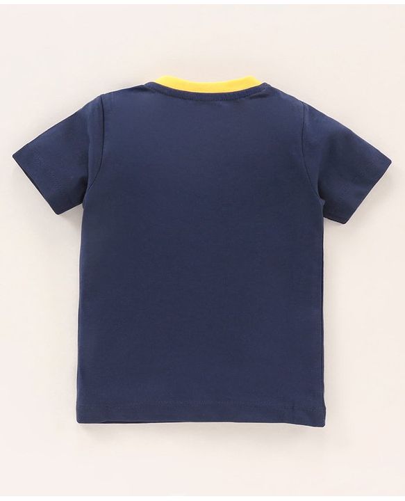 Babyhug Half Sleeves Cotton Shorts Set Text Print - Blue