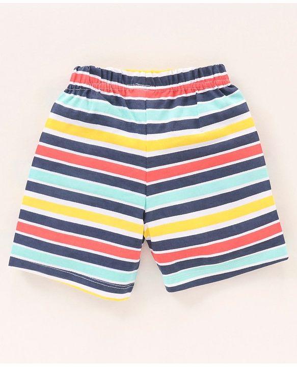 Babyhug Half Sleeves Cotton Shorts Set Text Print - Blue