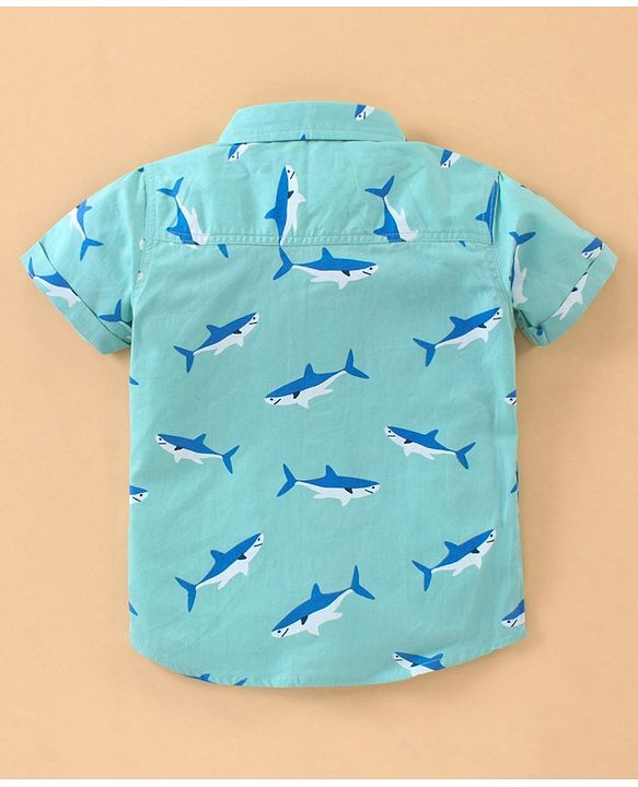 Babyhug Half Sleeves Shirt Shark Print - Blue