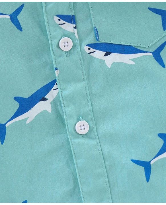 Babyhug Half Sleeves Shirt Shark Print - Blue