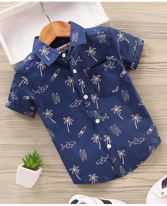 Babyhug Half Sleeves Printed Shirt - Navy