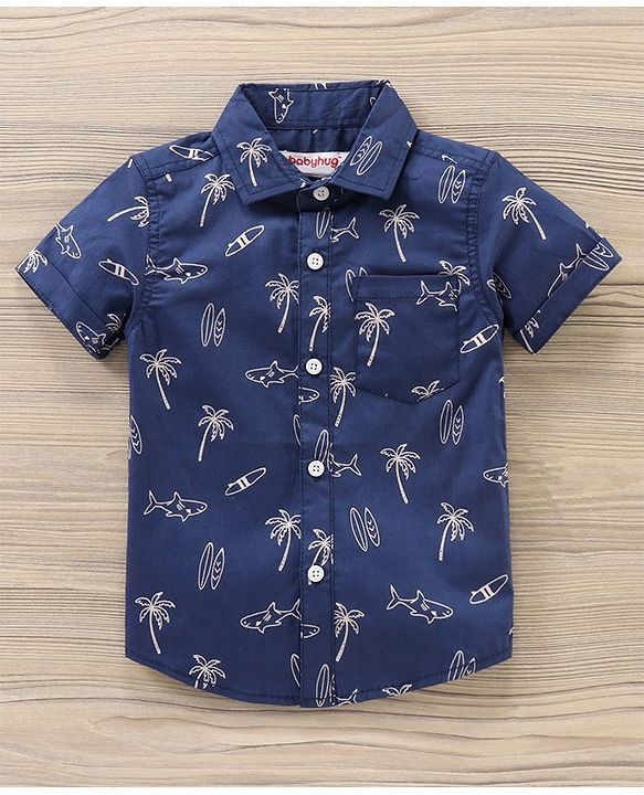 Babyhug Half Sleeves Printed Shirt - Navy