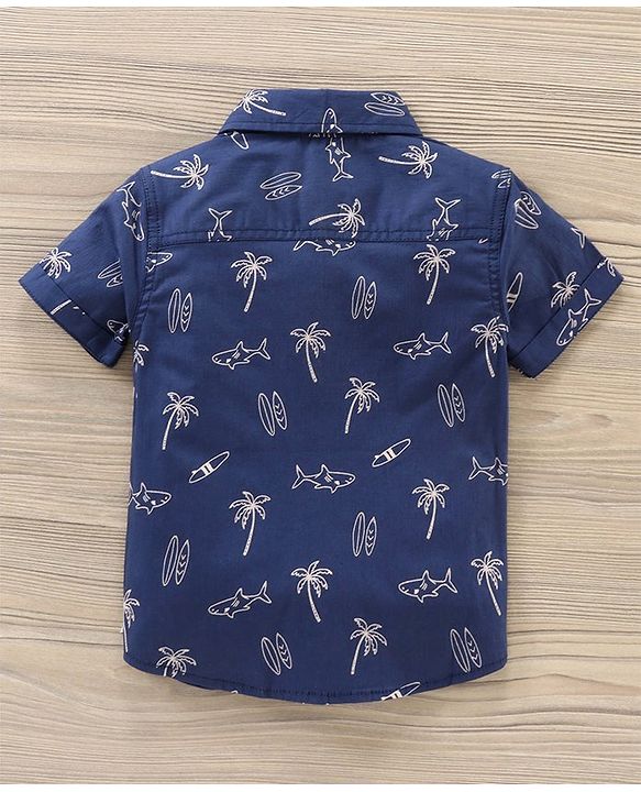 Babyhug Half Sleeves Printed Shirt - Navy