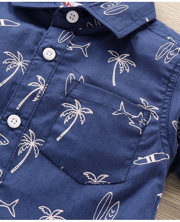 Babyhug Half Sleeves Printed Shirt - Navy