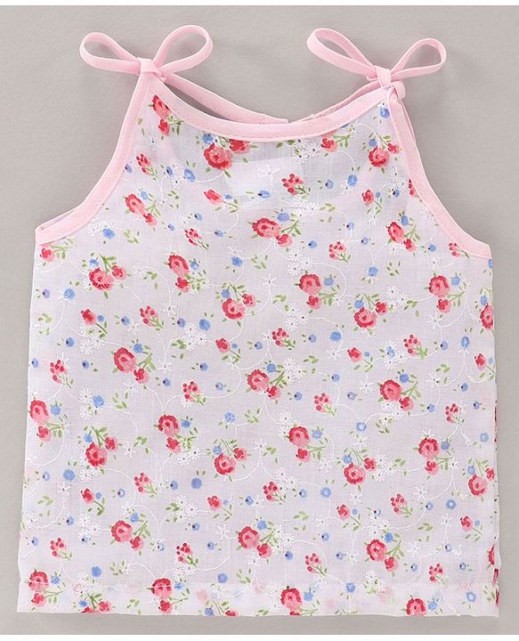 Babyhug 100 % Cotton Sleeveless Jhablas Floral Print Pack of 3 - Multicolor