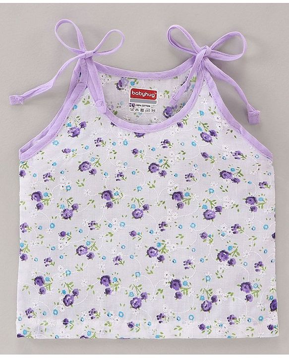 Babyhug 100 % Cotton Sleeveless Jhablas Floral Print Pack of 3 - Multicolor