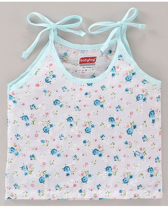 Babyhug 100 % Cotton Sleeveless Jhablas Floral Print Pack of 3 - Multicolor