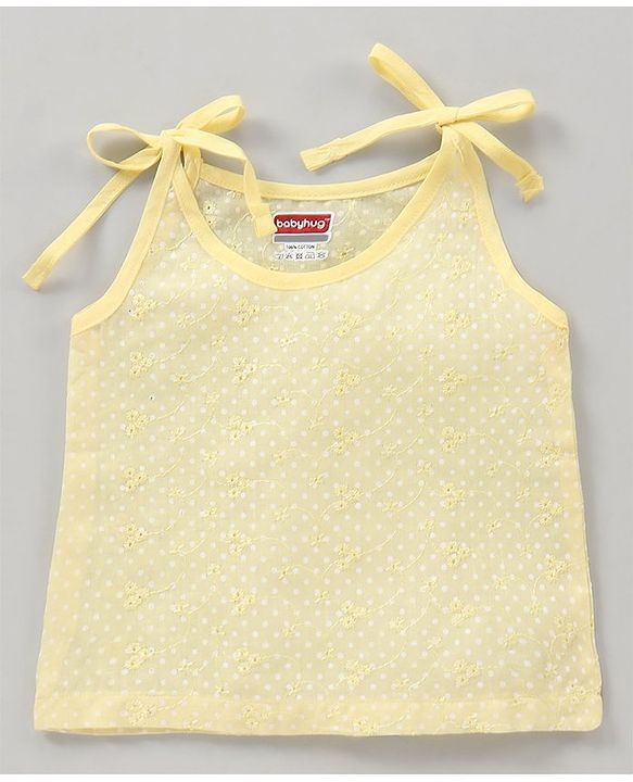 Babyhug 100% Cotton Sleeveless Tie Knot Jhablas Dots Print Pack of 3 - Pink Blue Yellow
