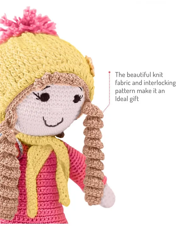 Bonfino Premium Handmade Miss Judy Crochet Doll with Bag for Girls