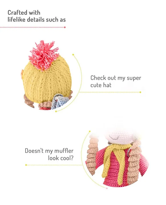 Bonfino Premium Handmade Miss Judy Crochet Doll with Bag for Girls