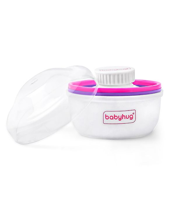 Babyhug Soft Powder Puff with Built-In Storage Case  White & Pink | Gentle | Safe | Hygienic | Soft Cotton