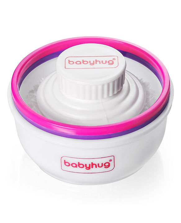 Babyhug Soft Powder Puff with Built-In Storage Case  White & Pink | Gentle | Safe | Hygienic | Soft Cotton