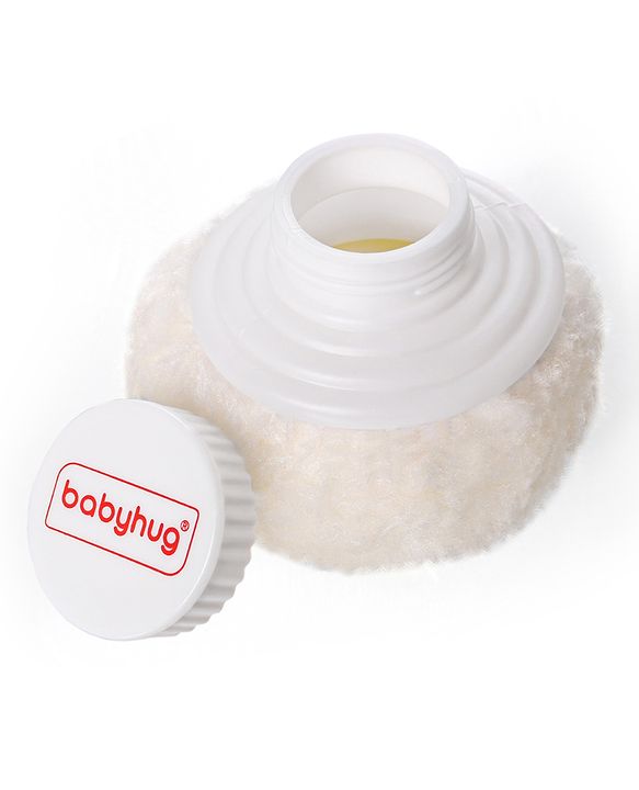 Babyhug Soft Powder Puff with Built-In Storage Case  White & Pink | Gentle | Safe | Hygienic | Soft Cotton