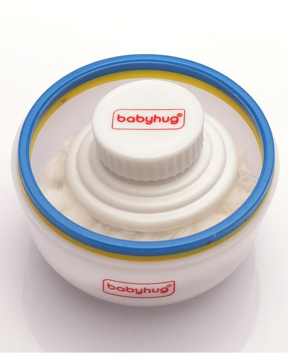 Babyhug Soft Powder Puff with Built-In Storage Case  White & Pink | Gentle | Safe | Hygienic | Soft Cotton