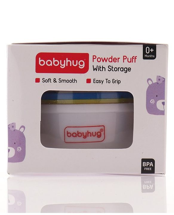 Babyhug Soft Powder Puff with Built-In Storage Case  White & Pink | Gentle | Safe | Hygienic | Soft Cotton