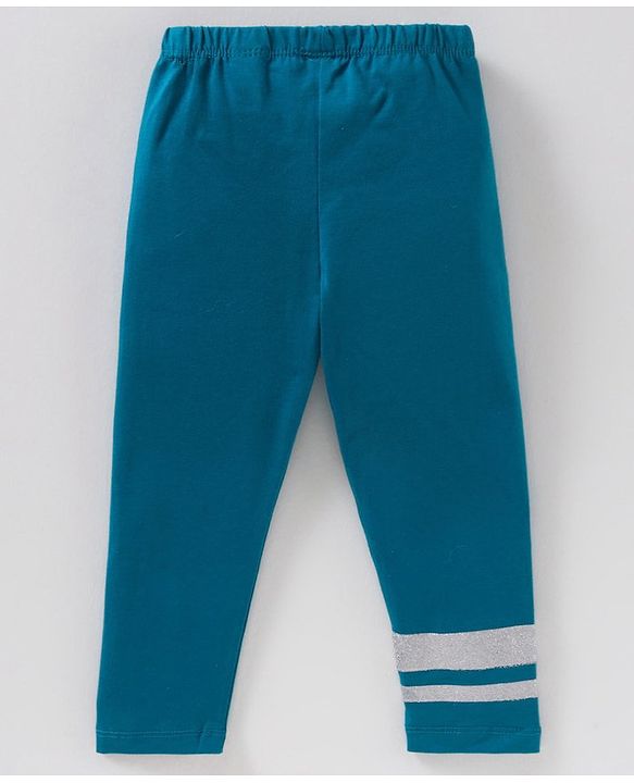Babyhug Full Length Knit Leggings Text Print - Blue