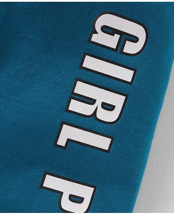 Babyhug Full Length Knit Leggings Text Print - Blue