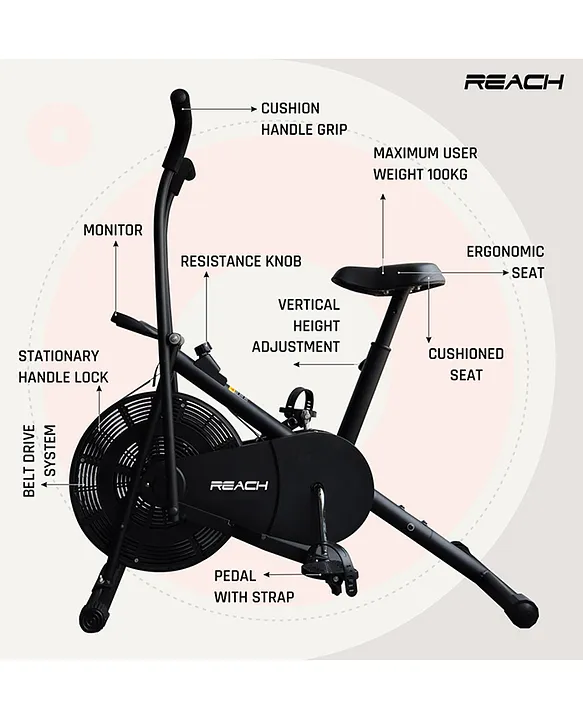 Air Bike Exercise Cycle With Moving Handles & Adjustable Cushioned Seat at  Rs 10000, Chopra Township, Jalandhar