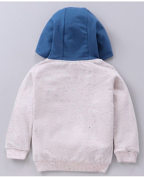 Babyhug Full Sleeves Hooded T-Shirt & Lounge Pant Text Print - White Blue