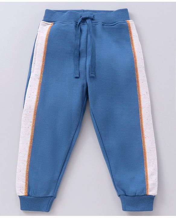 Babyhug Full Sleeves Hooded T-Shirt & Lounge Pant Text Print - White Blue